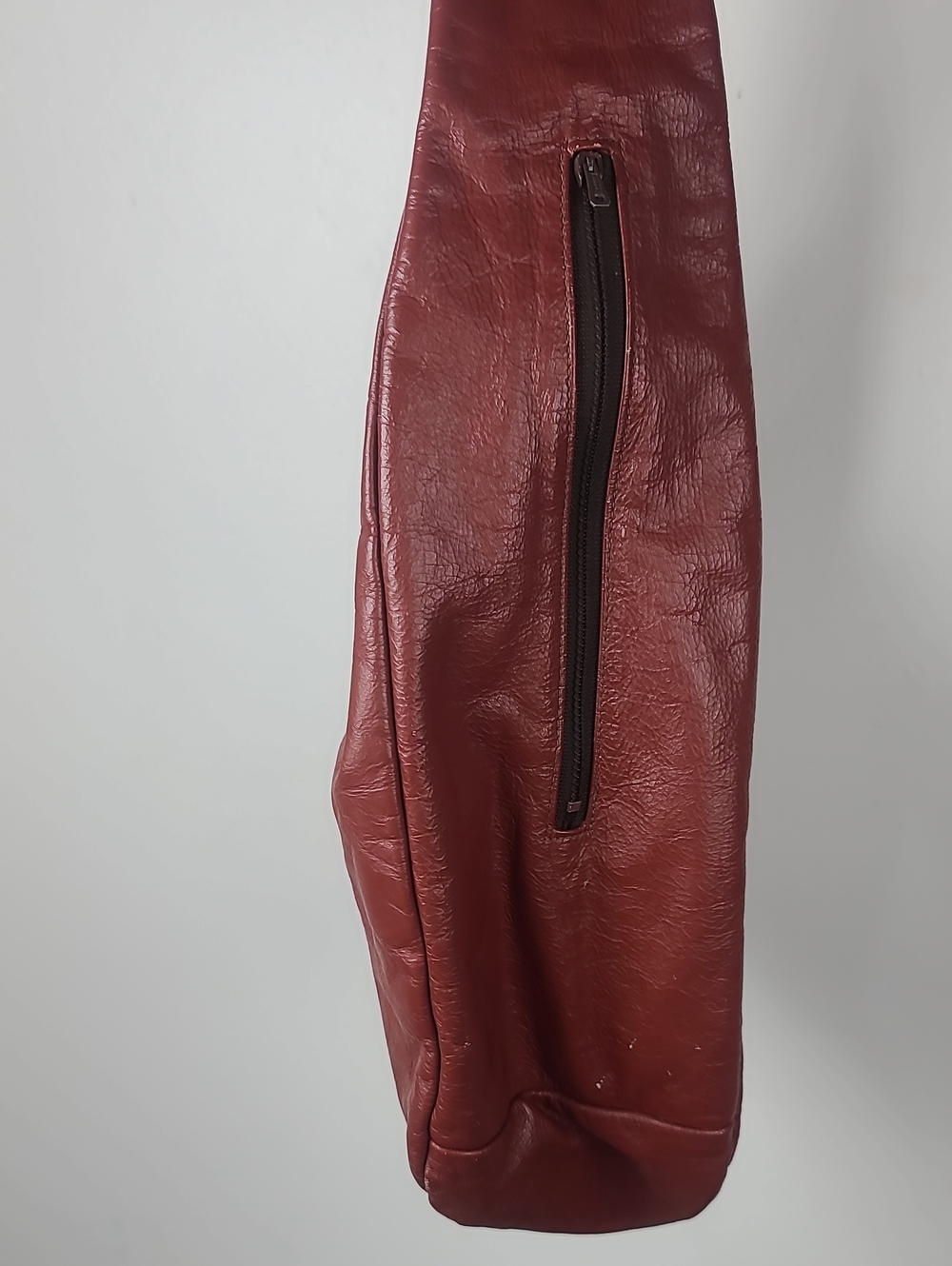 Vintage Flores Bags Mohagany Reddish Brown Leather Boho Slouch Hobo Shoulder Bag - Picture 7 of 12